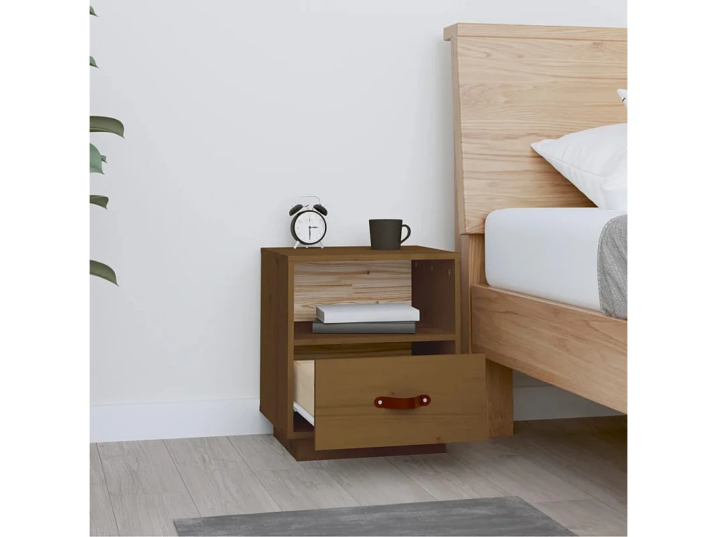 Table de chevet Marron miel 40x34x45 cm Bois de pin massif
