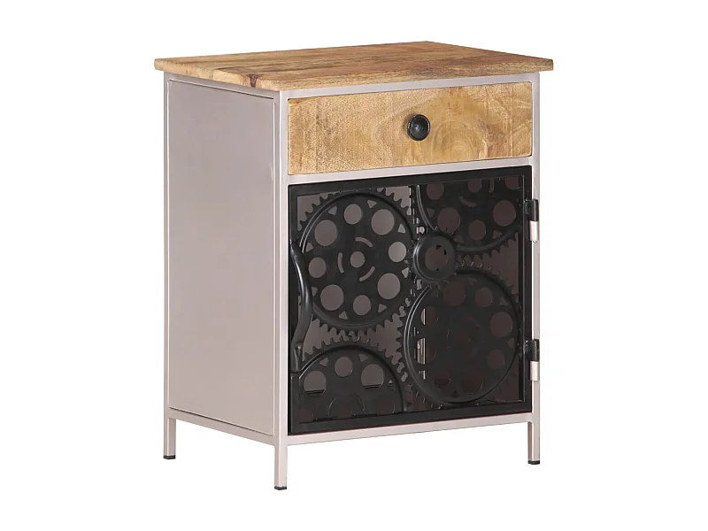 Mesita de noche de madera de mango rugosa 40x30x50 cm