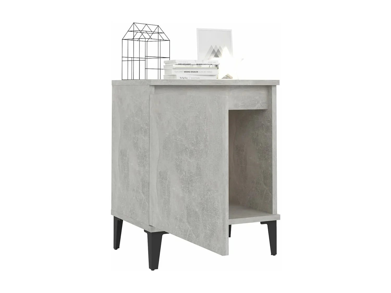 Tables de chevet pieds en métal 2 pièces Gris béton 40x30x50 cm