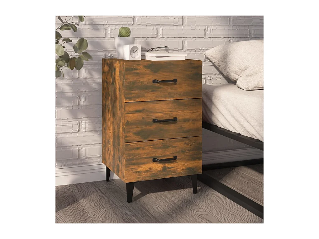 Table de chevet chêne fumé 40x40x66 cm bois d'ingénierie