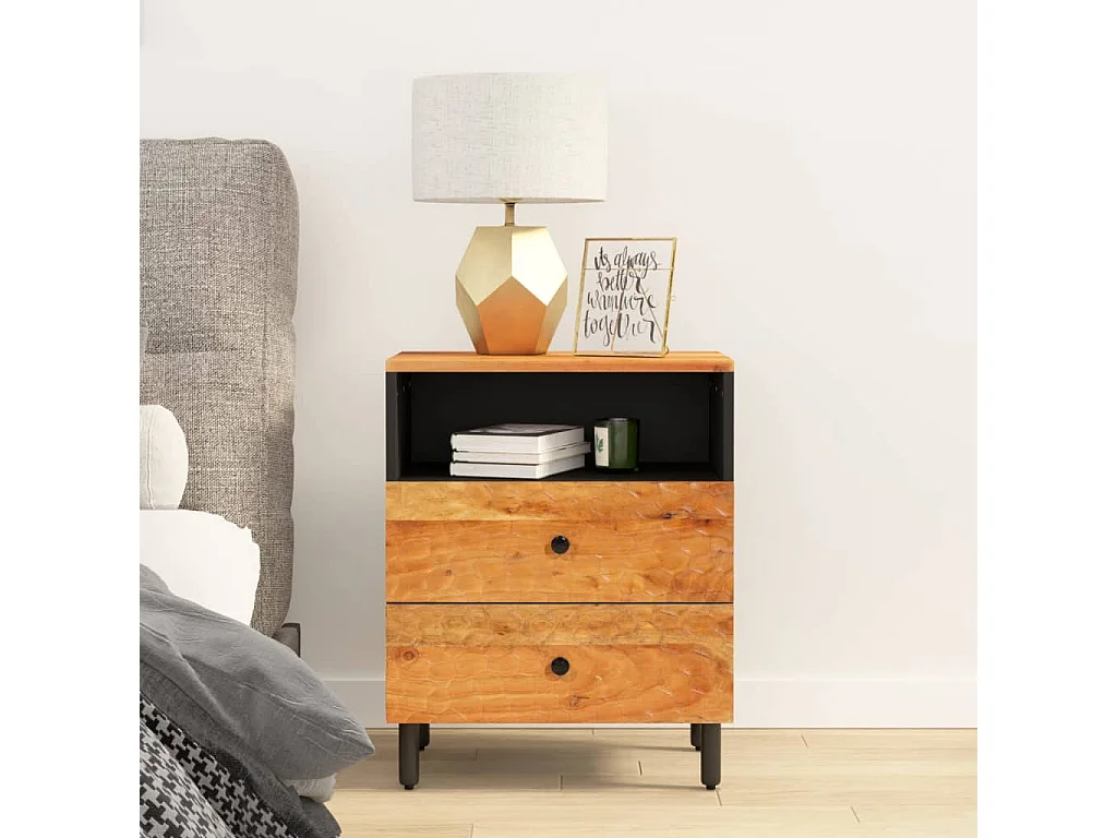 Table de chevet 50x33x60 cm bois d'acacia solide