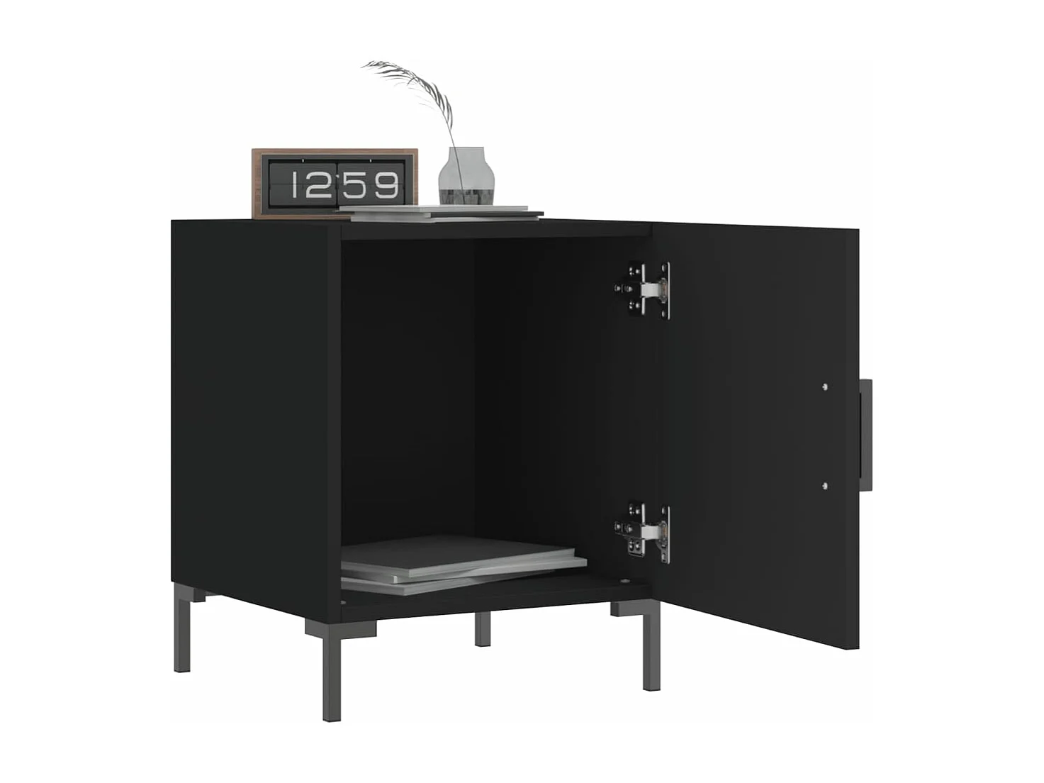 Mesita de noche madera de ingeniería negro 40x40x50 cm