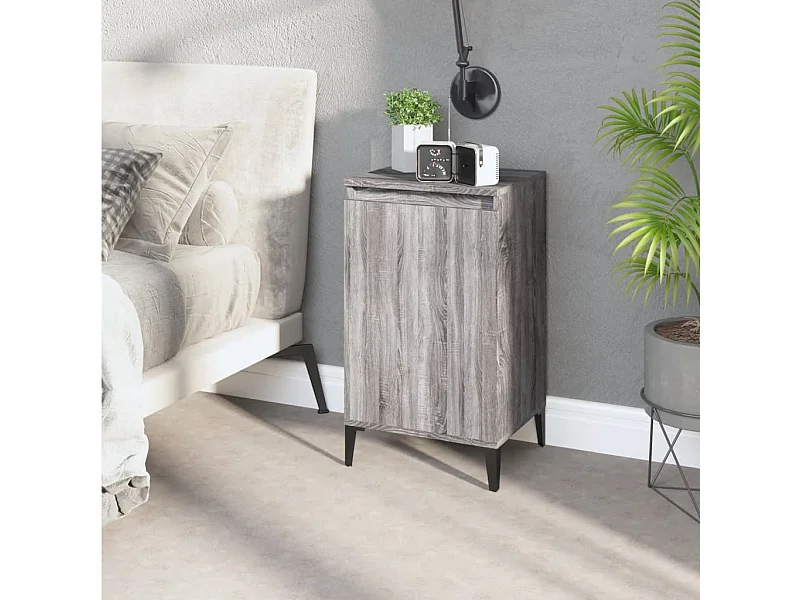 Mesita de noche madera contrachapada gris Sonoma 40x35x70 cm