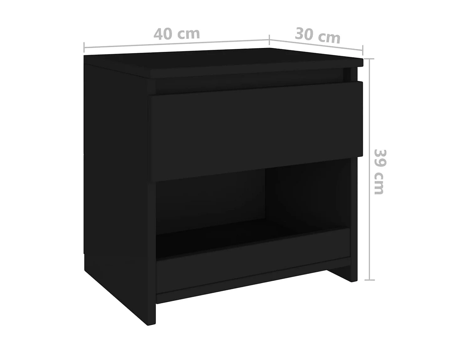 Table de chevet Noir 40x30x39 cm Aggloméré