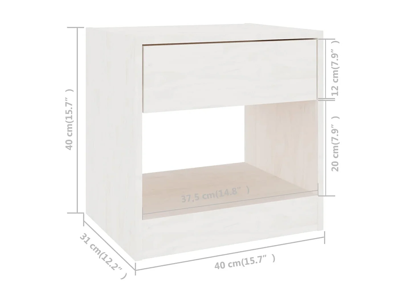 Table de chevet Blanc 40x31x40 cm Bois de pin massif
