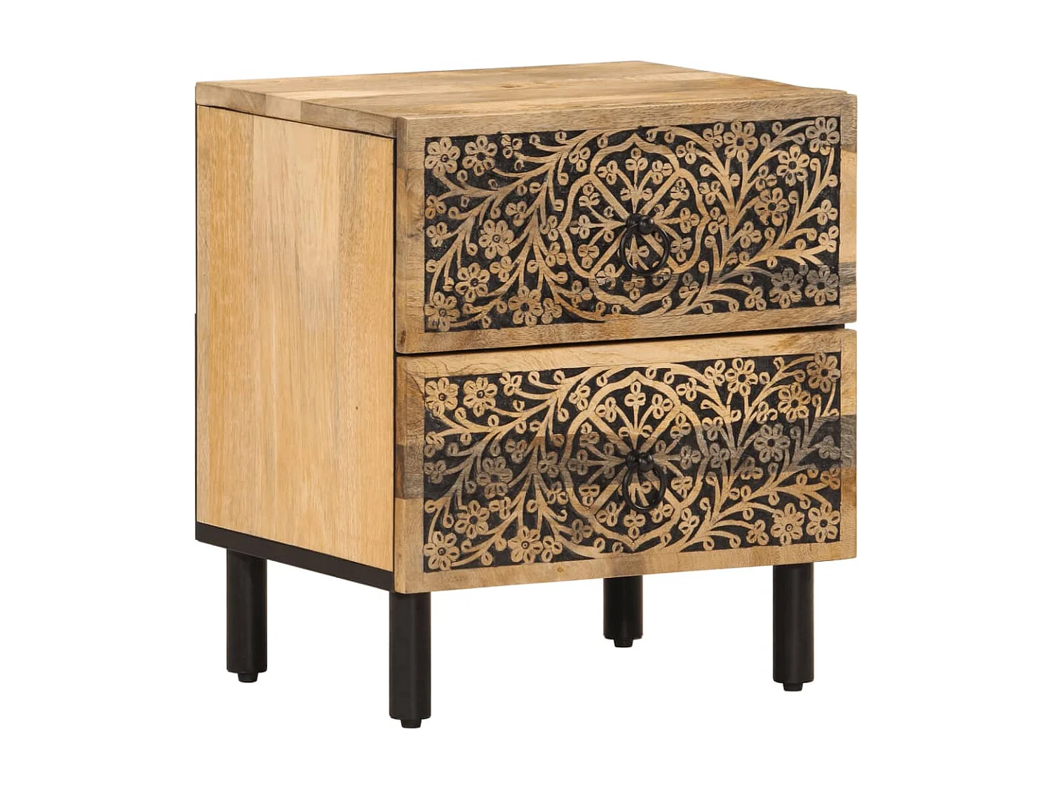 Mesitas de noche 2 unidades madera maciza de mango 40x33x46 cm