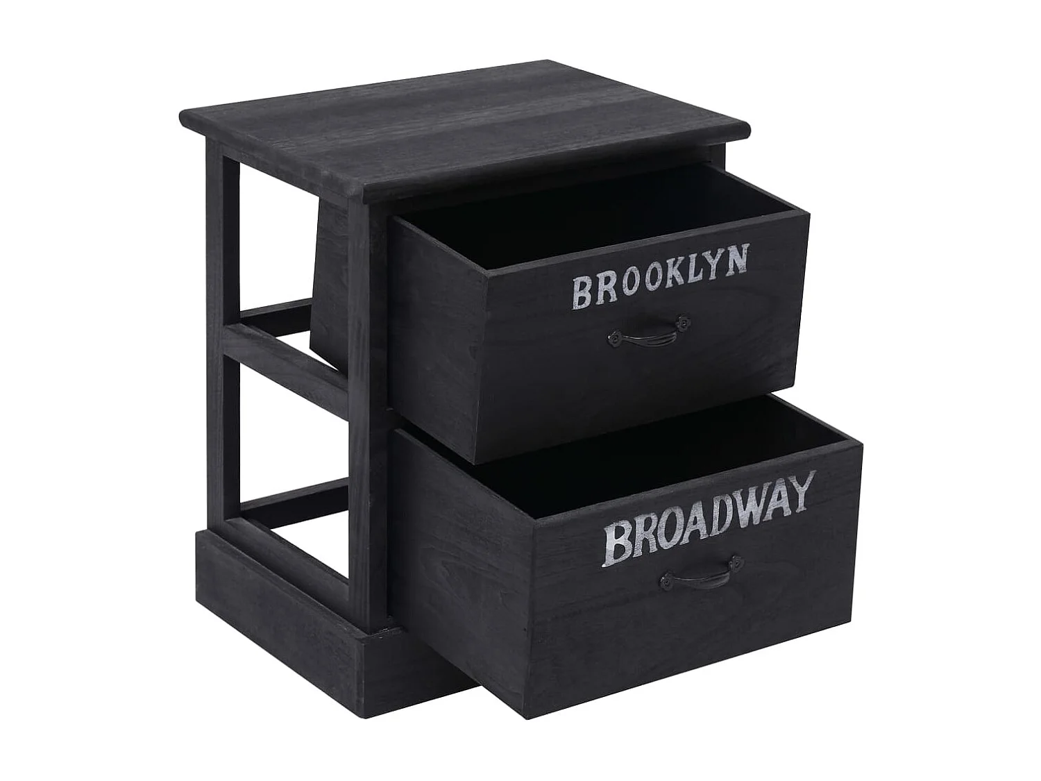 Nachtkastjes 2 st 38x28x45 cm paulowniahout zwart