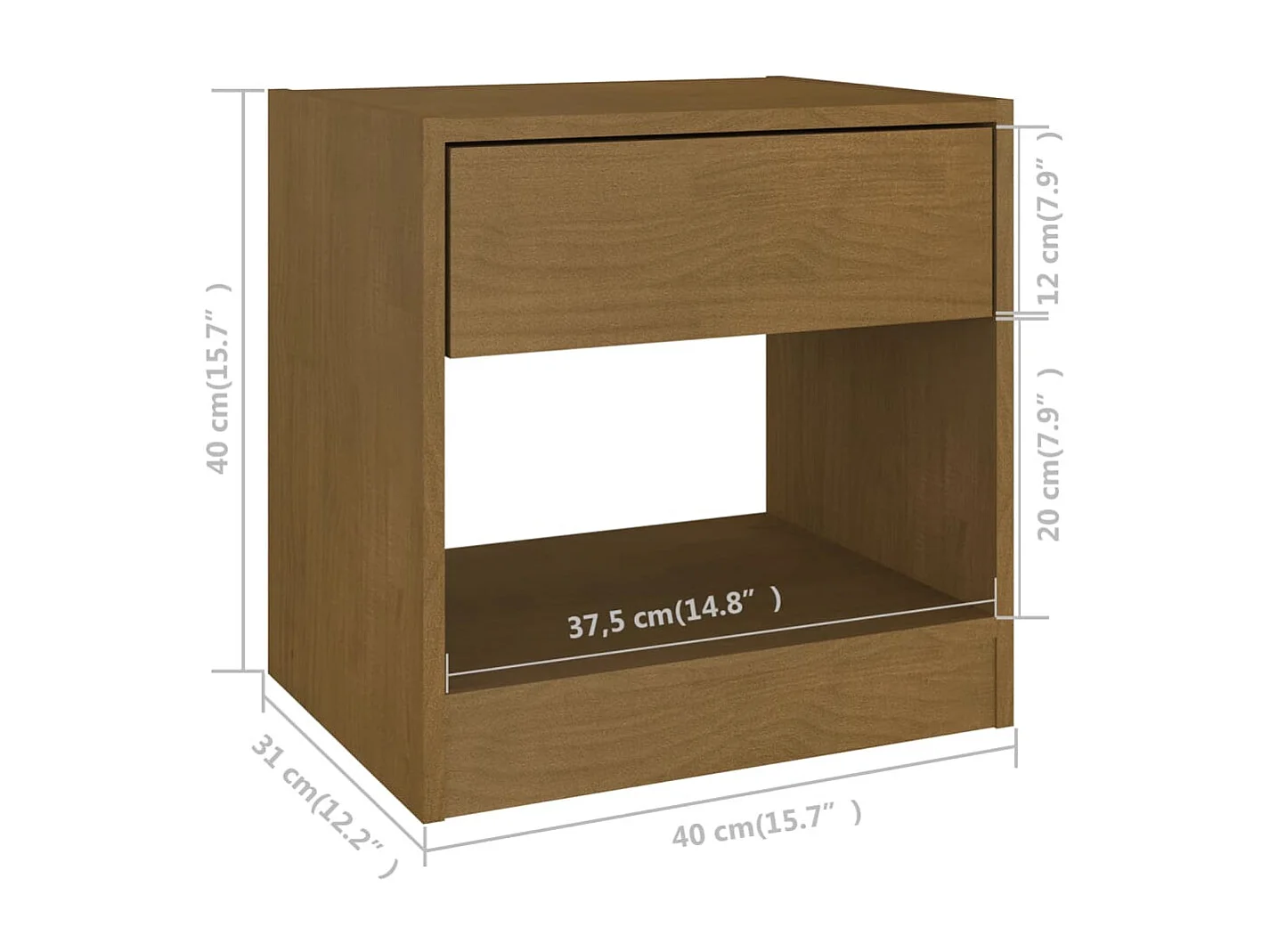 Mesas de cabeceira 2 peças 40x31x40 cm pinho maciço castanho mel