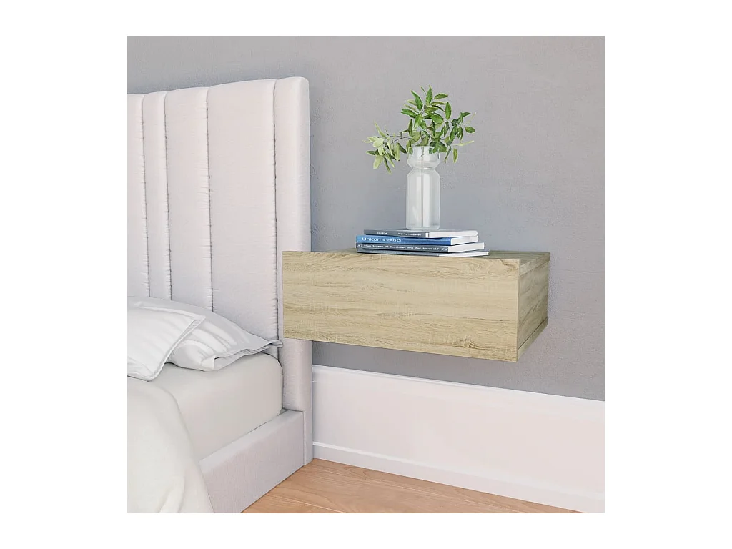 Table de chevet flottante Chêne sonoma 40x30x15 cm Aggloméré