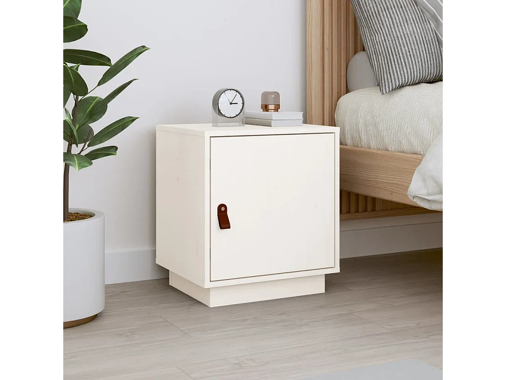 Table de chevet Blanc 40x34x45 cm Bois de pin solide