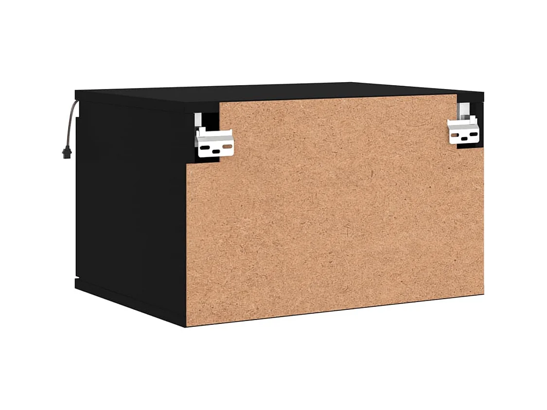 Mesas de cabeceira de parede com luzes LED 2 peças preto