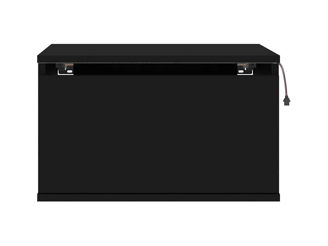 Mesas de cabeceira de parede com luzes LED 2 peças preto