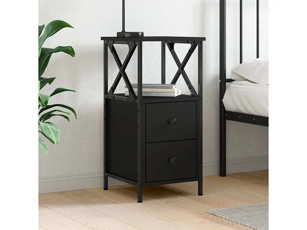 Table de chevet noir 34x35,5x70 cm bois d’ingénierie