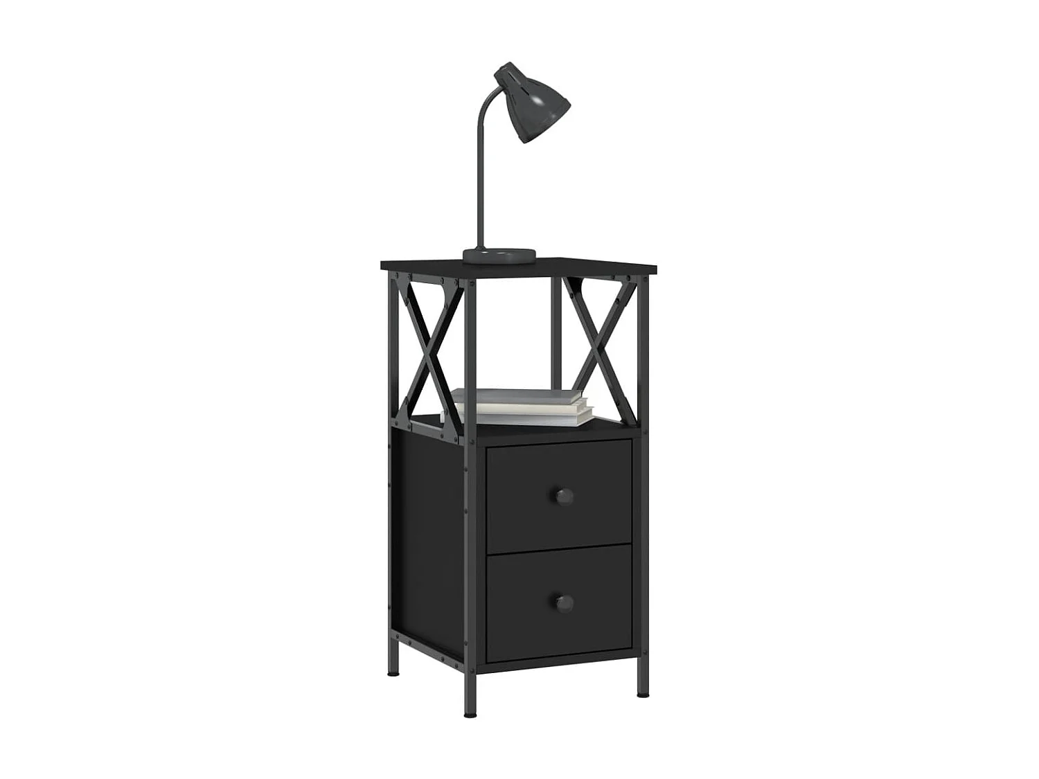 Table de chevet noir 34x35,5x70 cm bois d’ingénierie