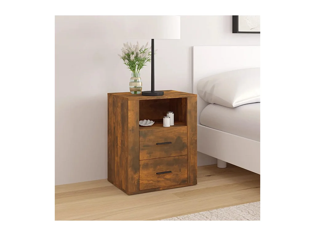Table de chevet Chêne fumé 50x36x60 cm Bois d'ingénierie