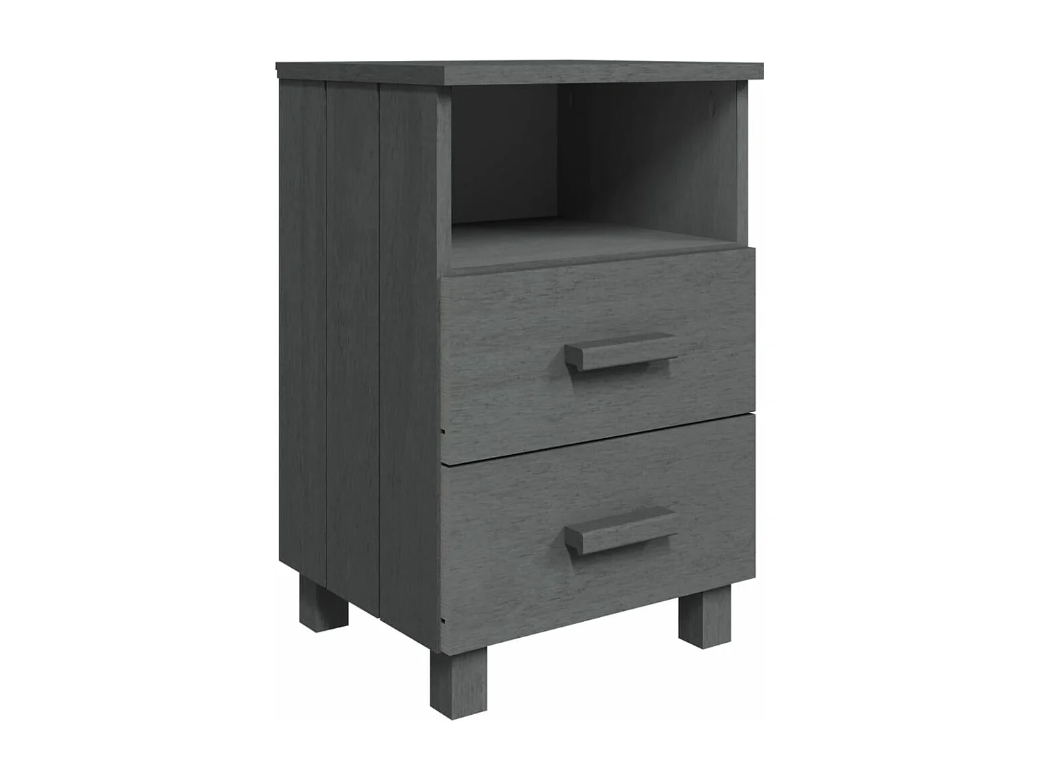 Mesita de noche HAMAR madera maciza pino gris oscuro 40x35x62cm