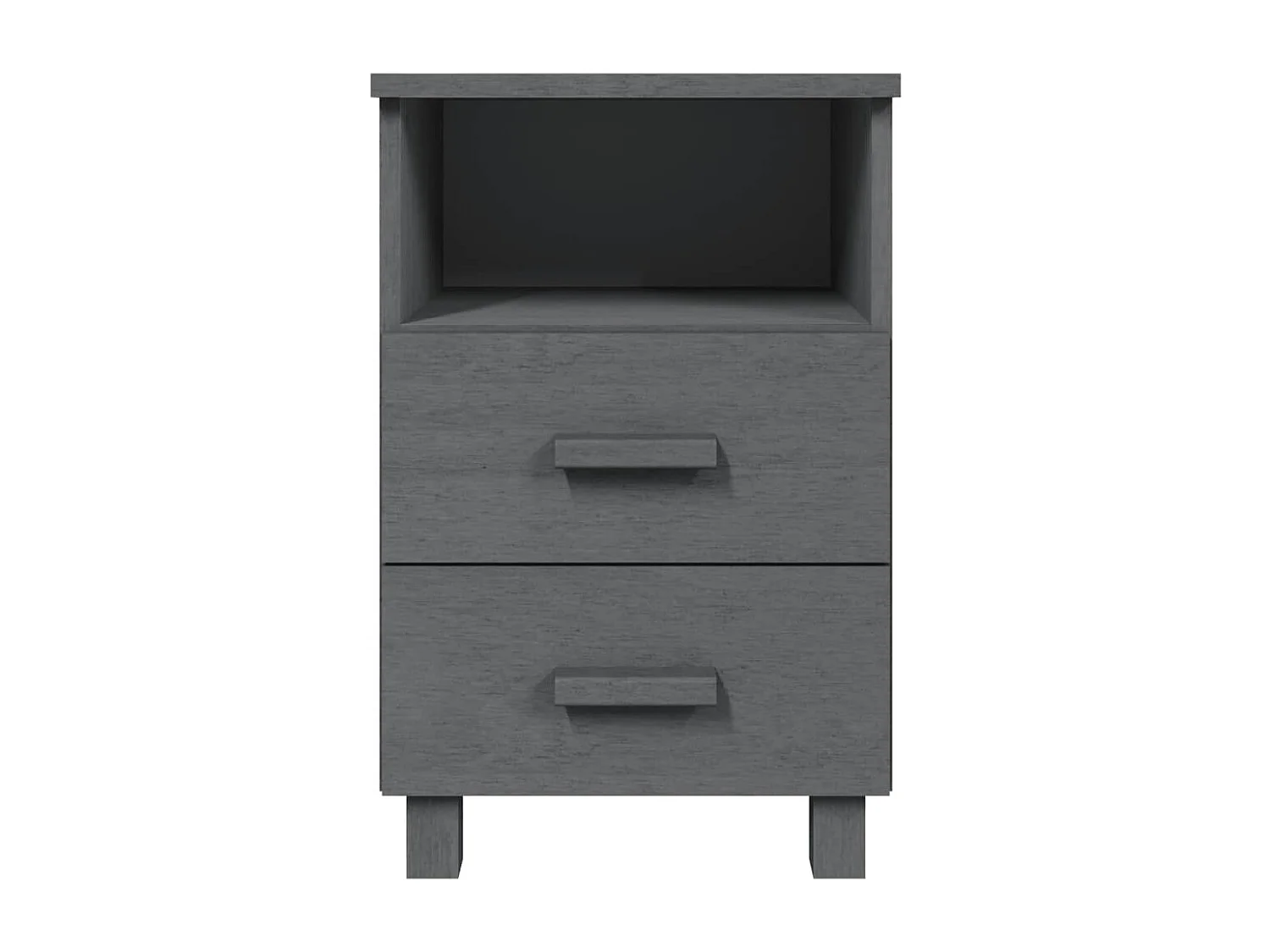 Mesita de noche HAMAR madera maciza pino gris oscuro 40x35x62cm