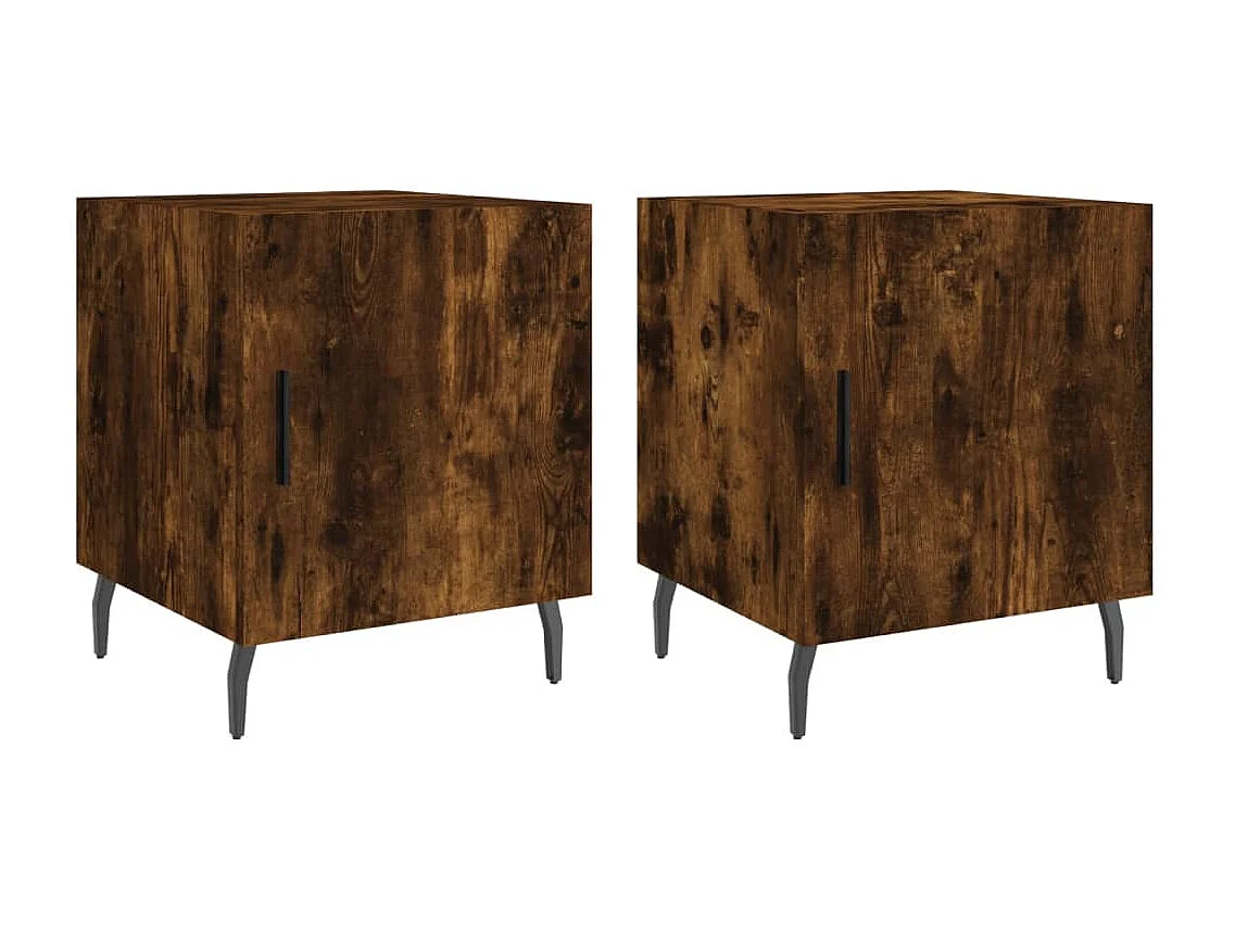 Tables de chevet 2 pièces chêne fumé 40x40x50 cm bois d'ingénierie