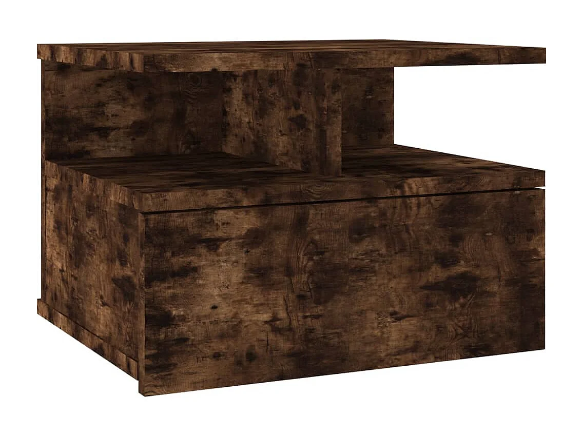 Nachtkastje zwevend 40x31x27 cm bewerkt hout gerookt eikenkleur