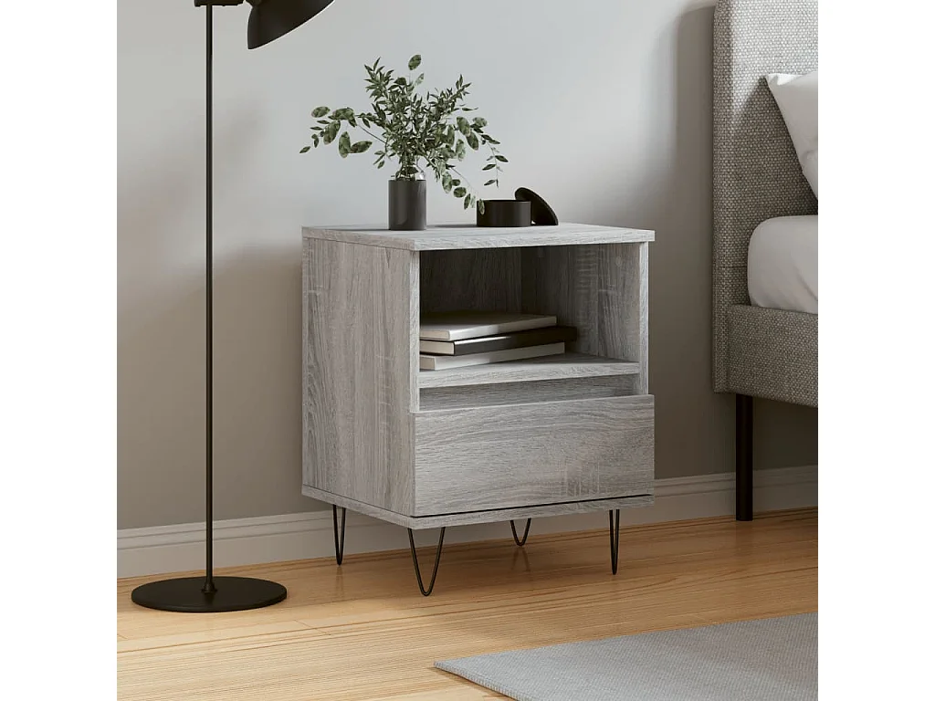 Table de chevet sonoma gris 40x35x50 cm bois d’ingénierie