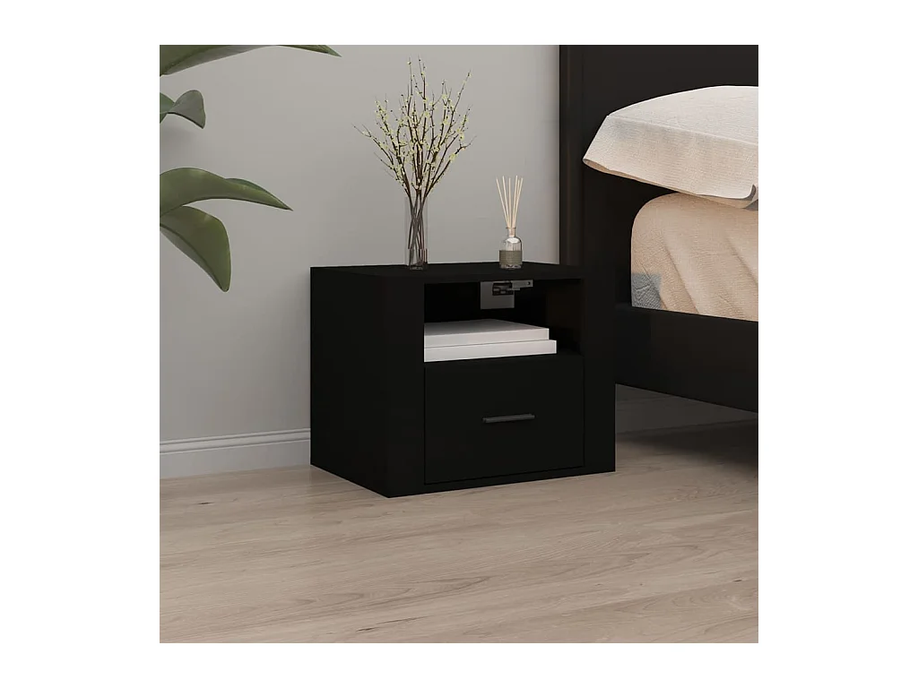 Table de chevet murale Noir 50x36x40 cm