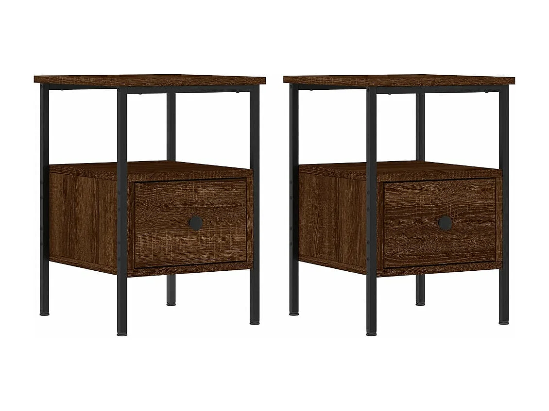 Tables de chevet 2 pièces chêne marron 34x36x50 cm bois ingénierie