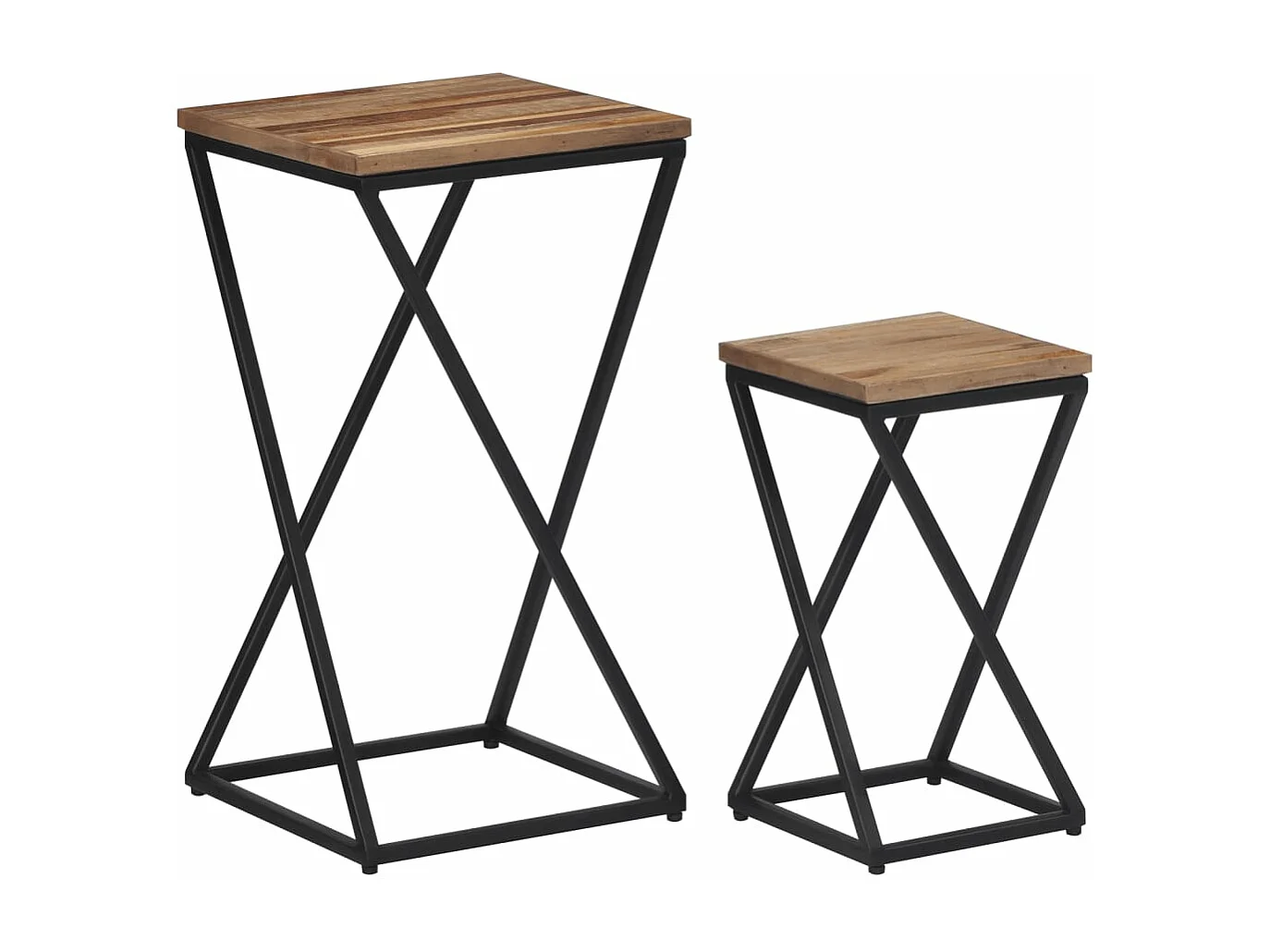 Tables d'appoint 2 pièces teck de récupération massif