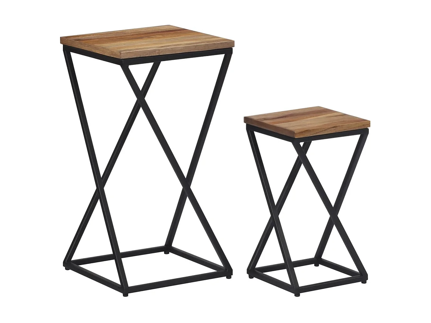 Tables d'appoint 2 pièces teck de récupération massif