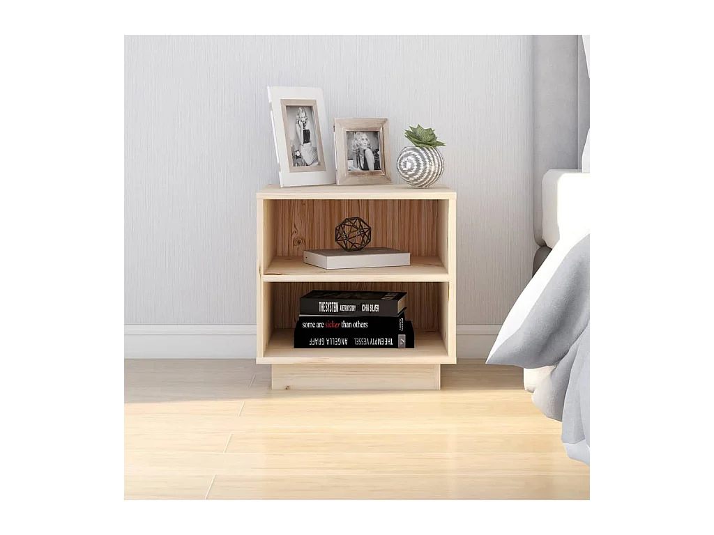 Mesita de noche de madera maciza de pino 40x34x40 cm
