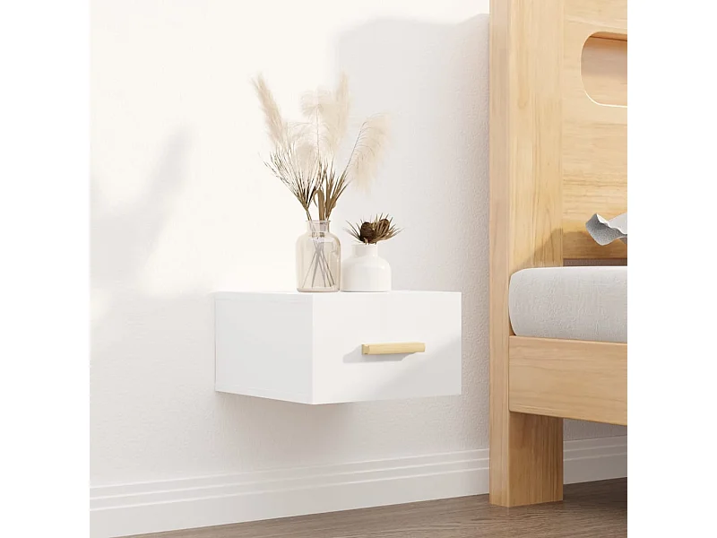 Table de chevet murale blanc brillant 35x35x20 cm