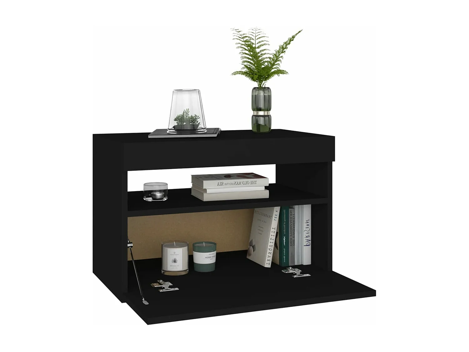 Table de chevet avec lumières LED noir 60x35x40 cm