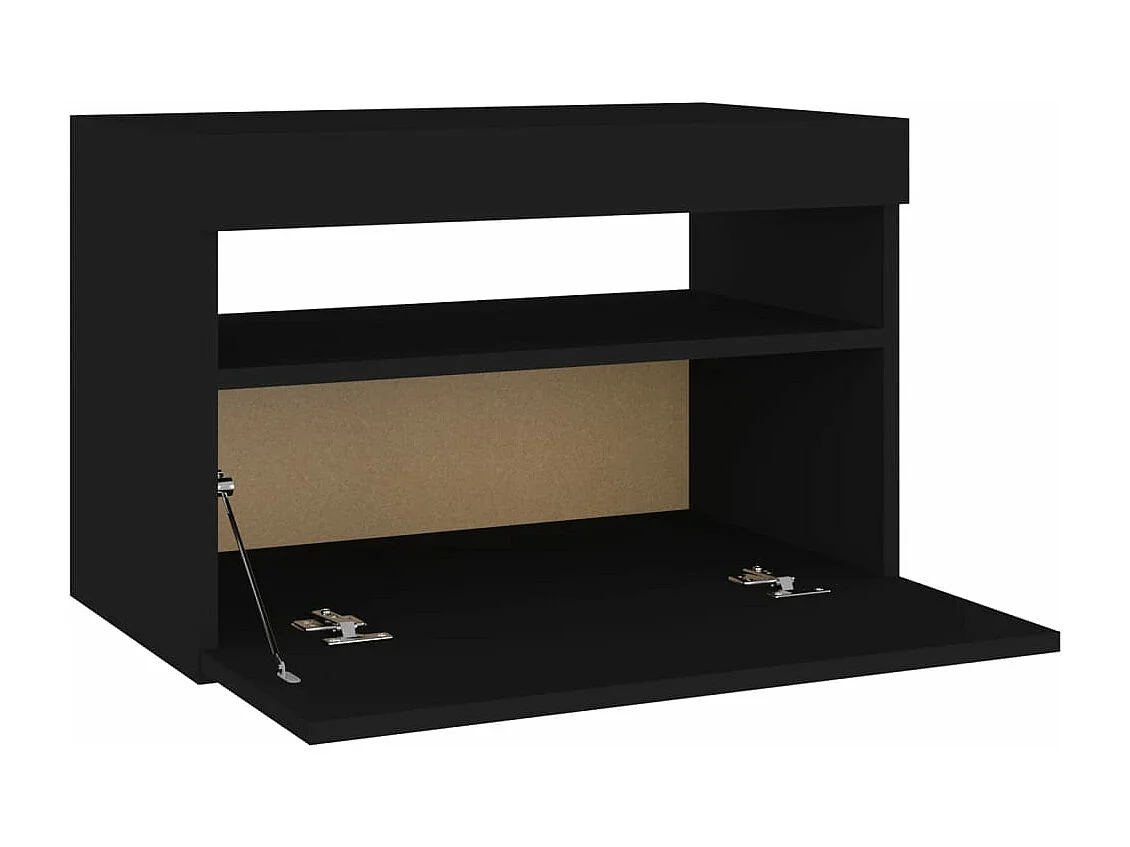 Table de chevet avec lumières LED noir 60x35x40 cm