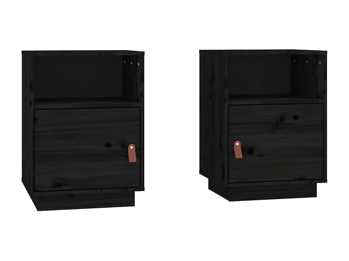 Tables de chevet 2 pièces Noir 40x34x55 cm Bois de pin massif