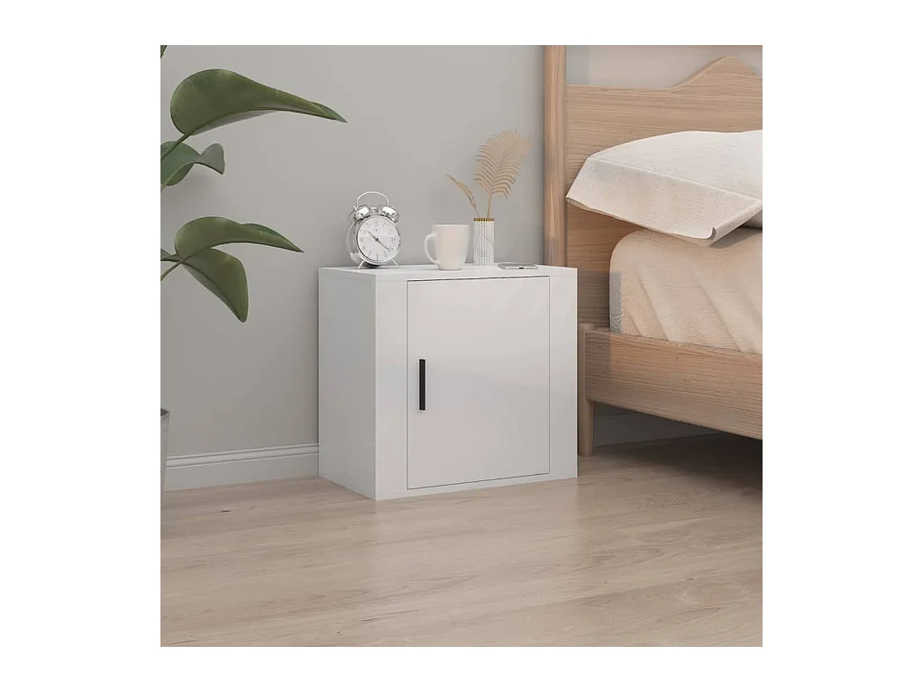 Table de chevet murale Blanc brillant 50x30x47 cm