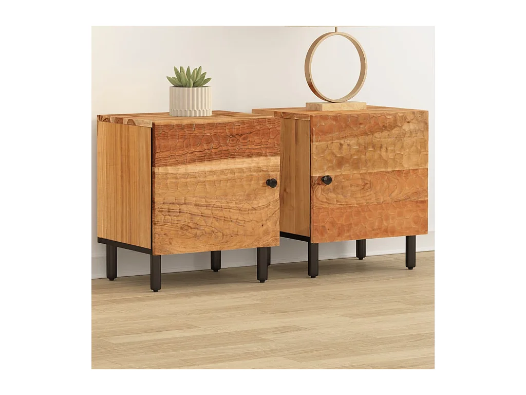 Tables de chevet 2 pièces 40x33x46 cm Bois d'acacia massif