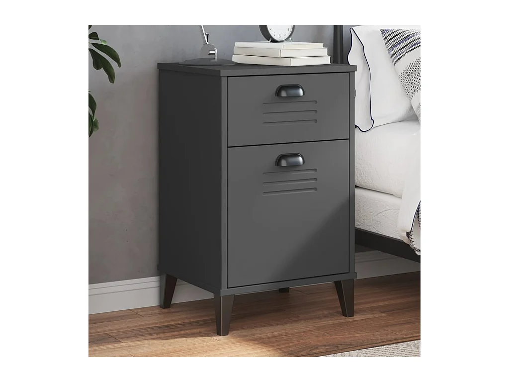 Table de chevet VIKEN gris anthracite bois de pin solide