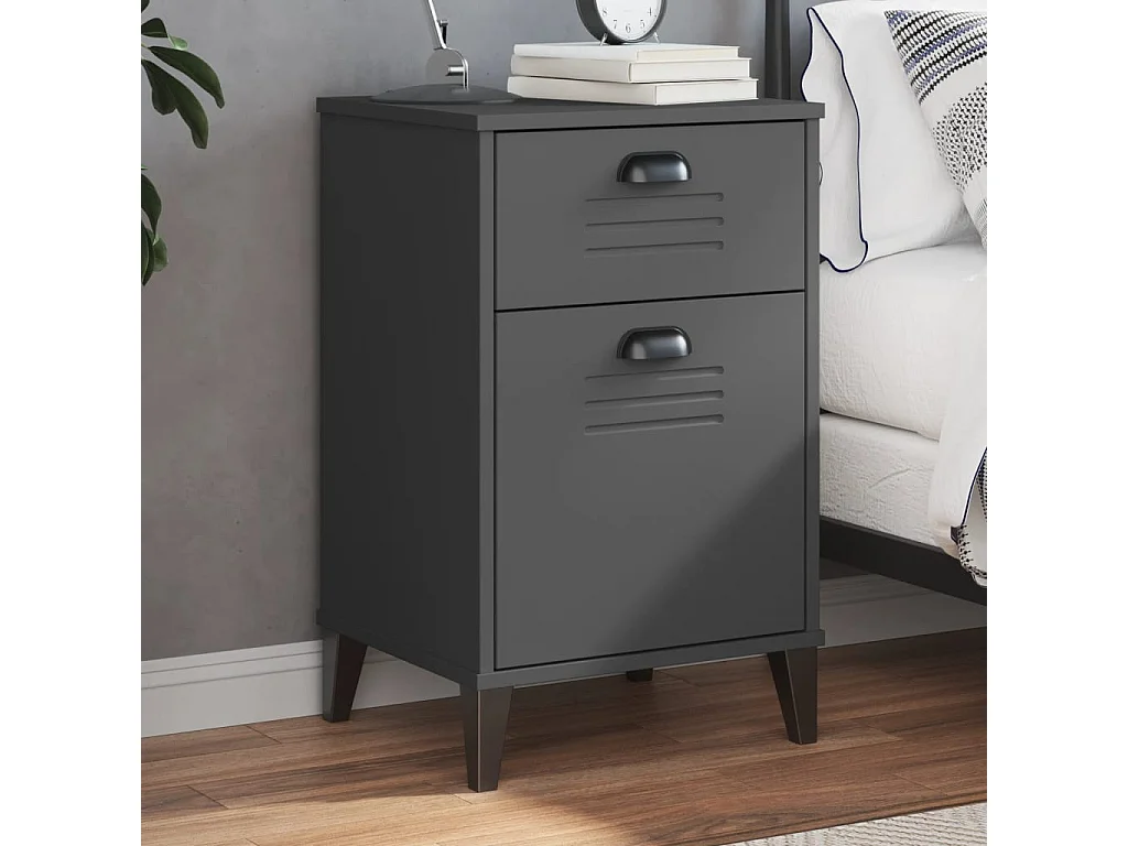 Table de chevet VIKEN gris anthracite bois de pin solide