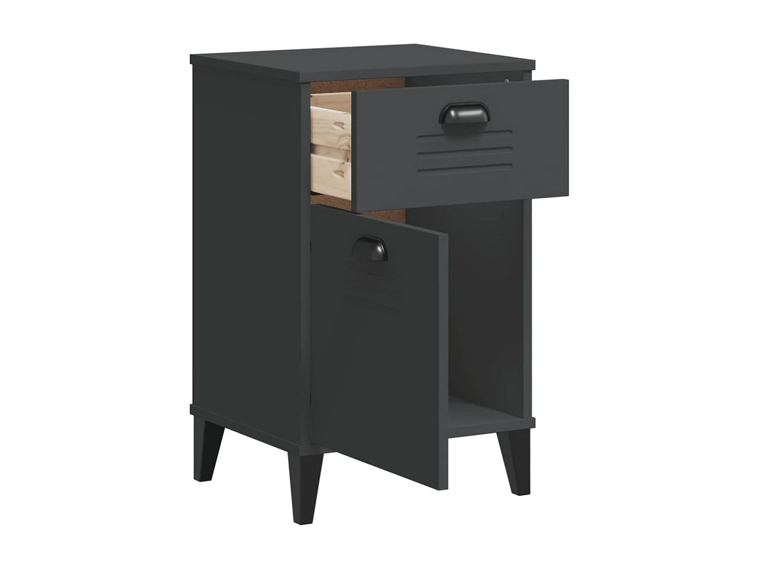 Table de chevet VIKEN gris anthracite bois de pin solide