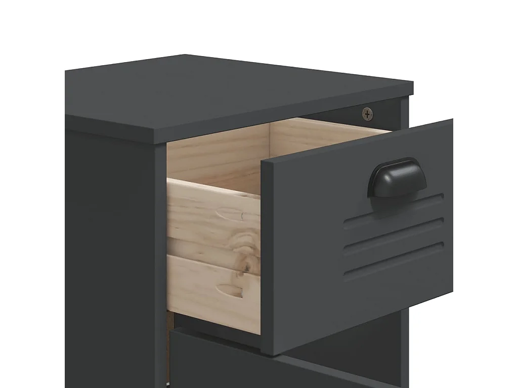 Table de chevet VIKEN gris anthracite bois de pin solide