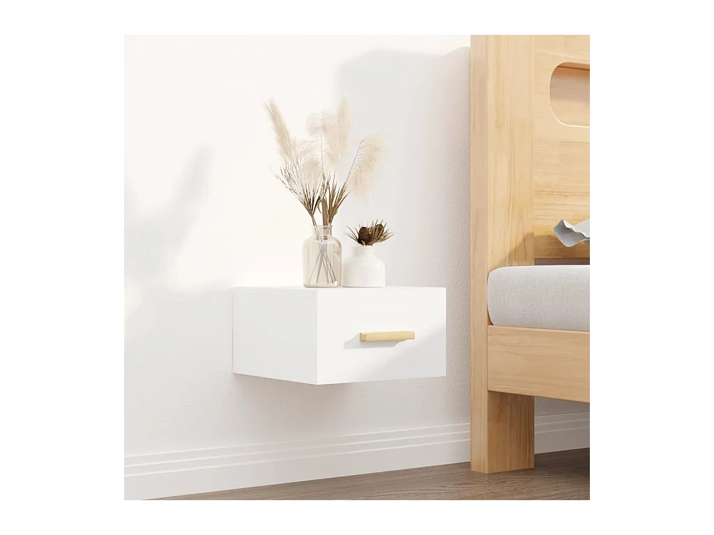 Table de chevet murale blanc 35x35x20 cm