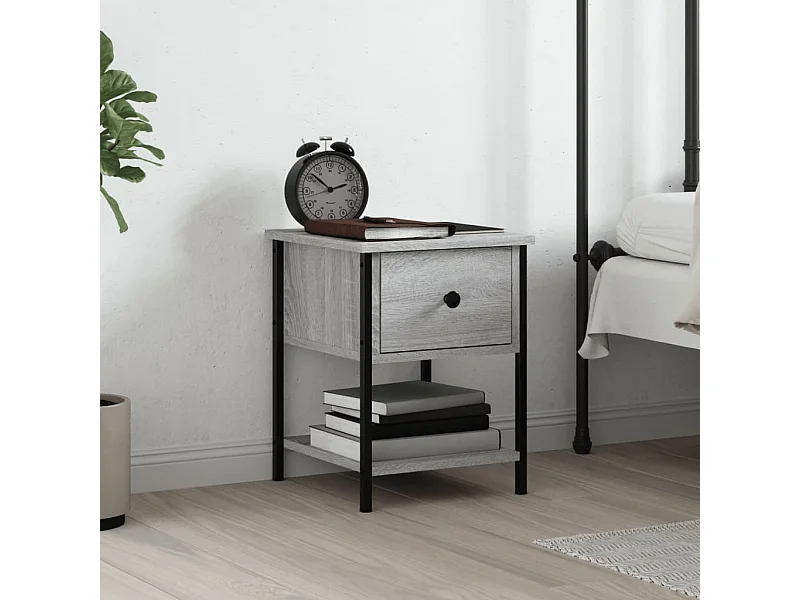 Mesa de cabeceira 34x35,5x45 cm derivados madeira cinza sonoma