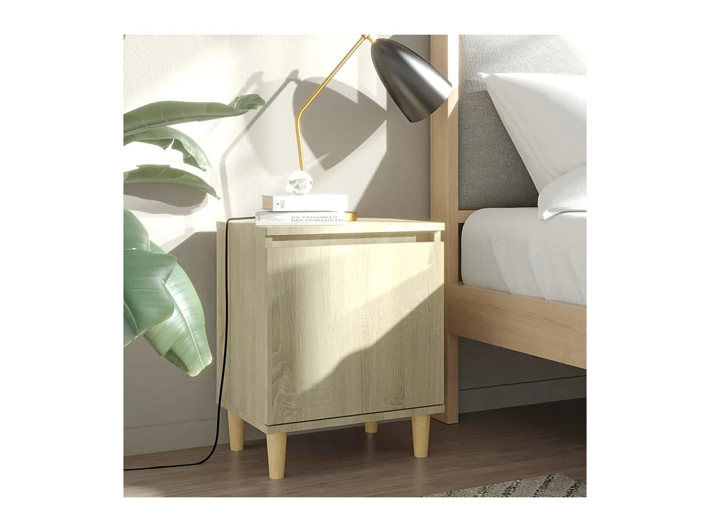 Tables de chevet pieds en bois 2 pièces Chêne sonoma 40x30x50 cm