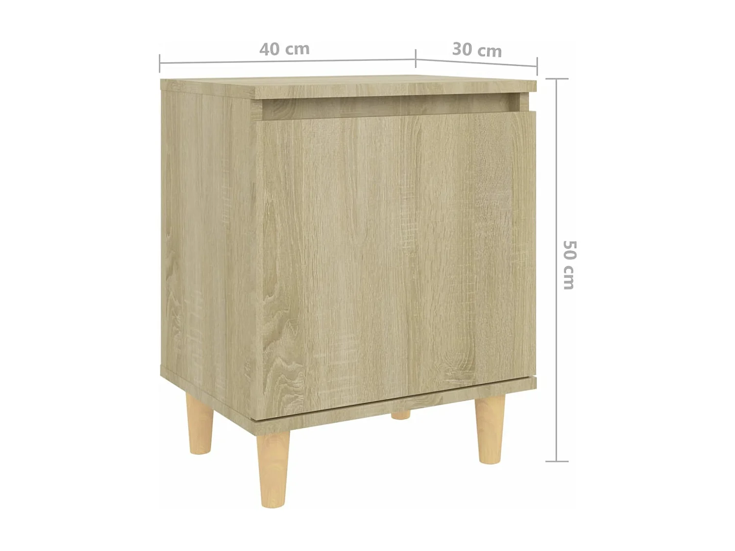 Tables de chevet pieds en bois 2 pièces Chêne sonoma 40x30x50 cm