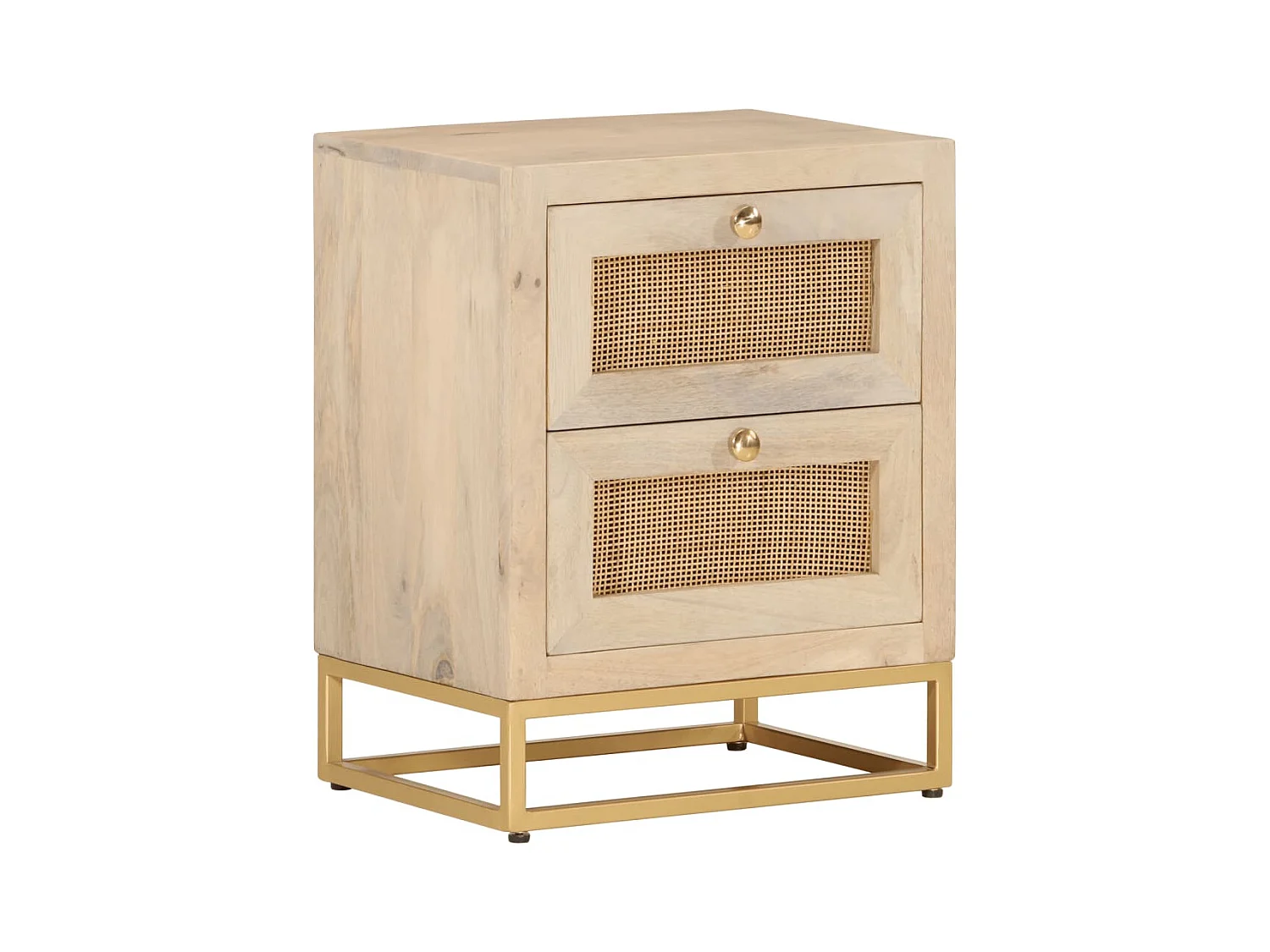 Table de chevet 40x30x50 cm bois massif manguier et fer
