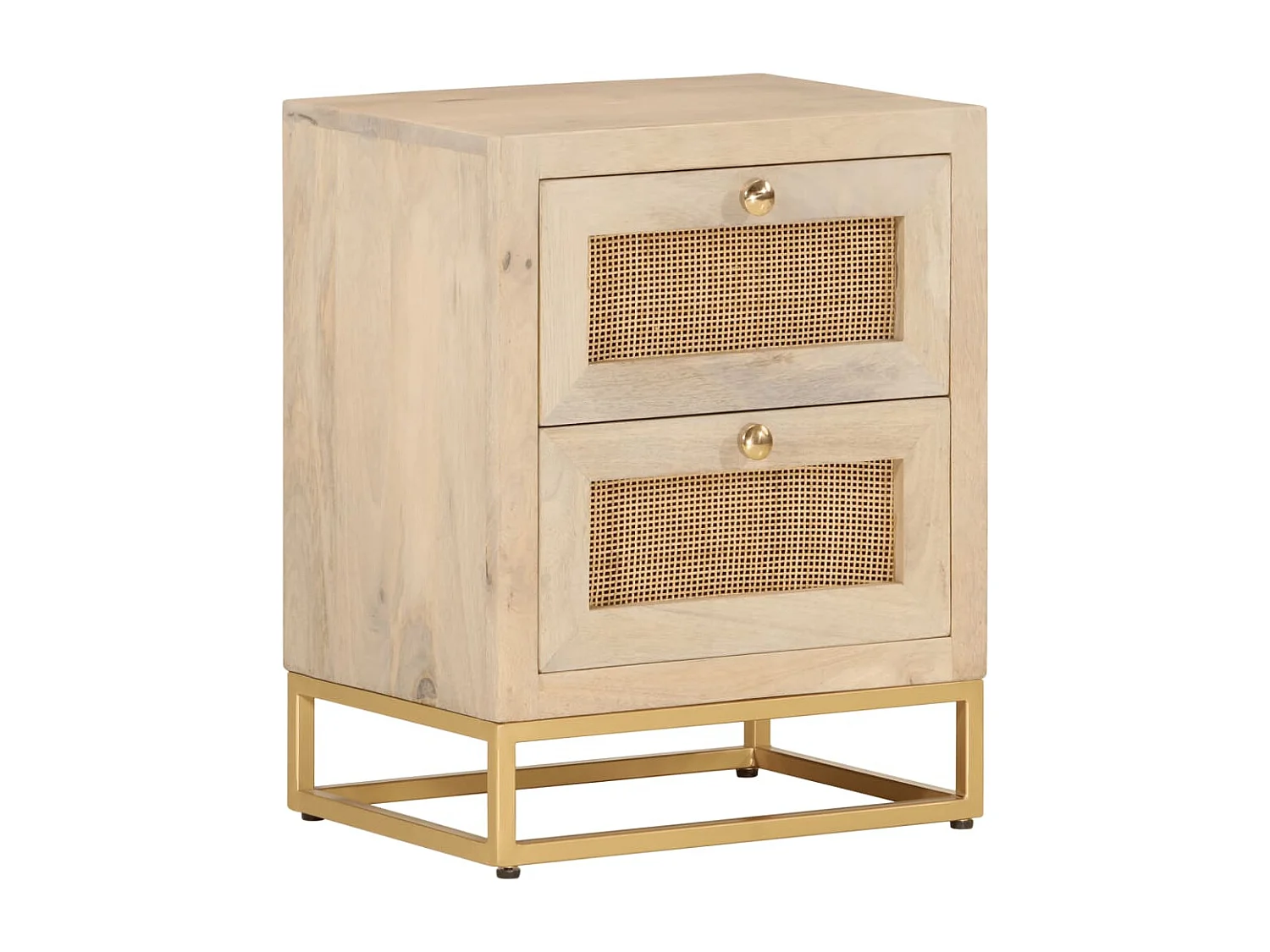 Mesita de noche madera maciza de mango y hierro 40x30x50 cm