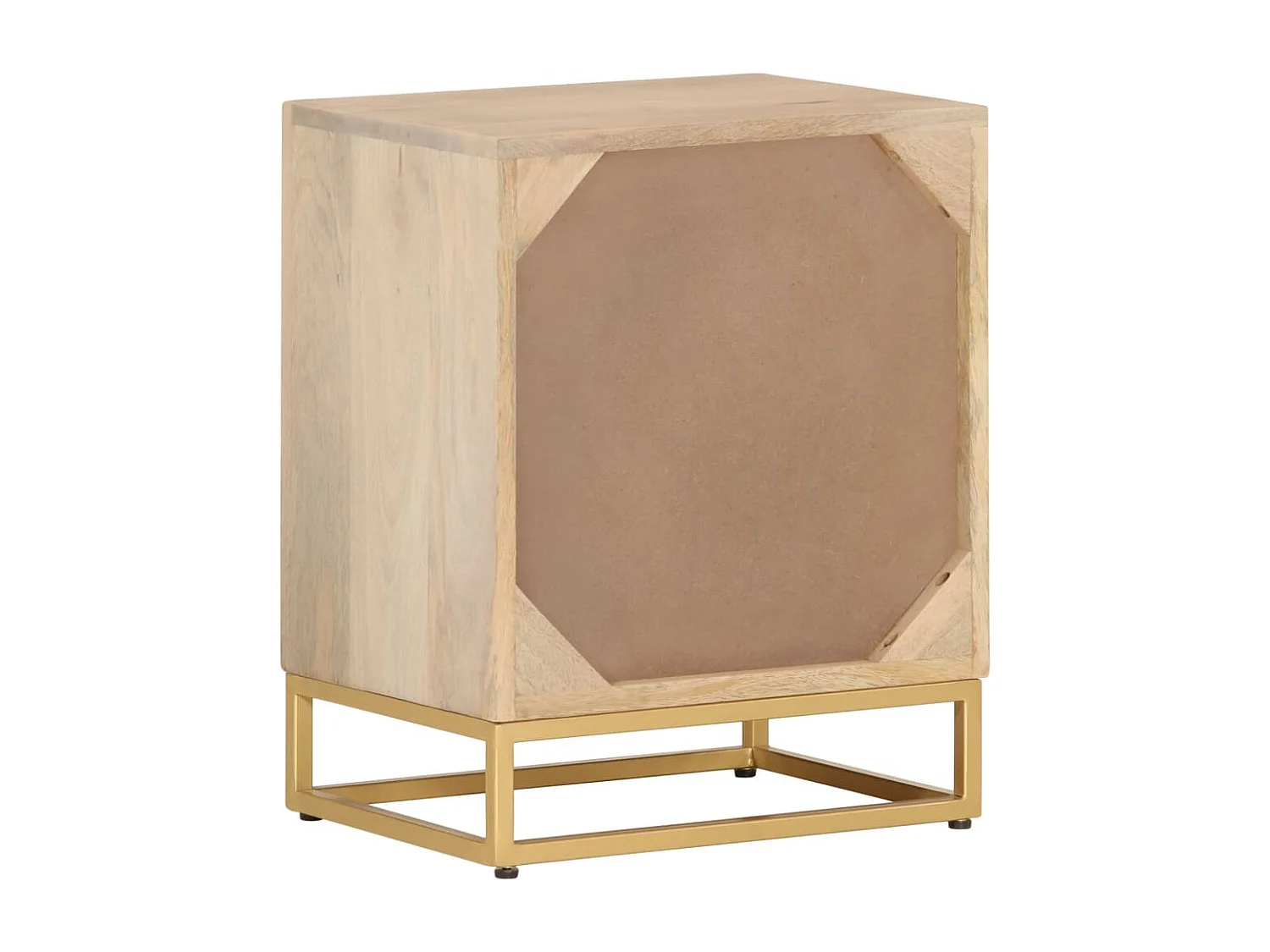 Mesita de noche madera maciza de mango y hierro 40x30x50 cm