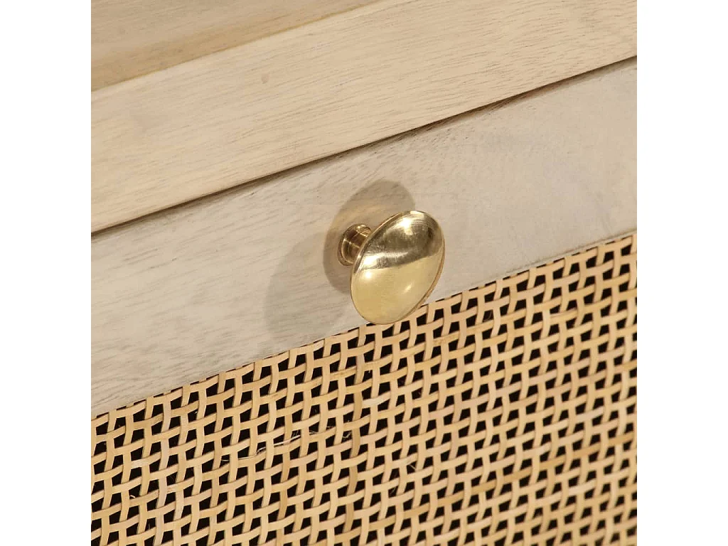 Mesita de noche madera maciza de mango y hierro 40x30x50 cm