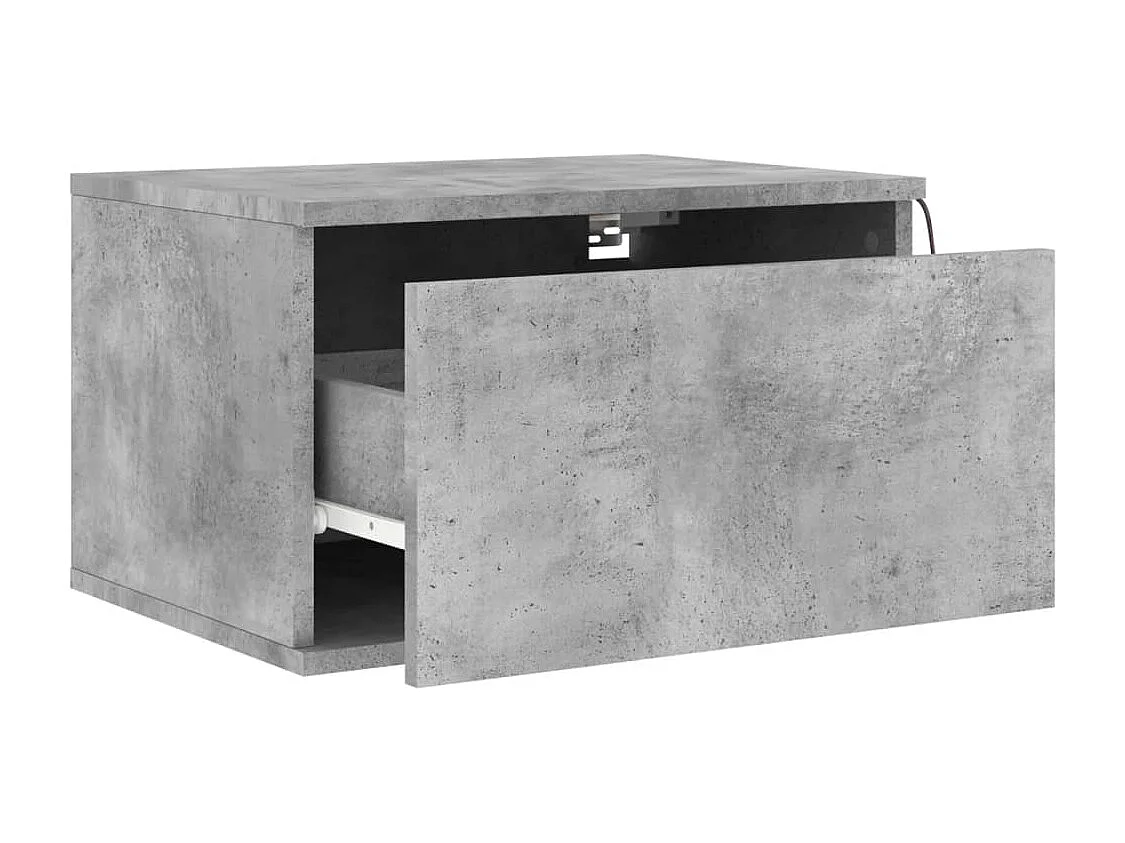 Tables de chevet murales avec lumières LED 2 pièces gris béton