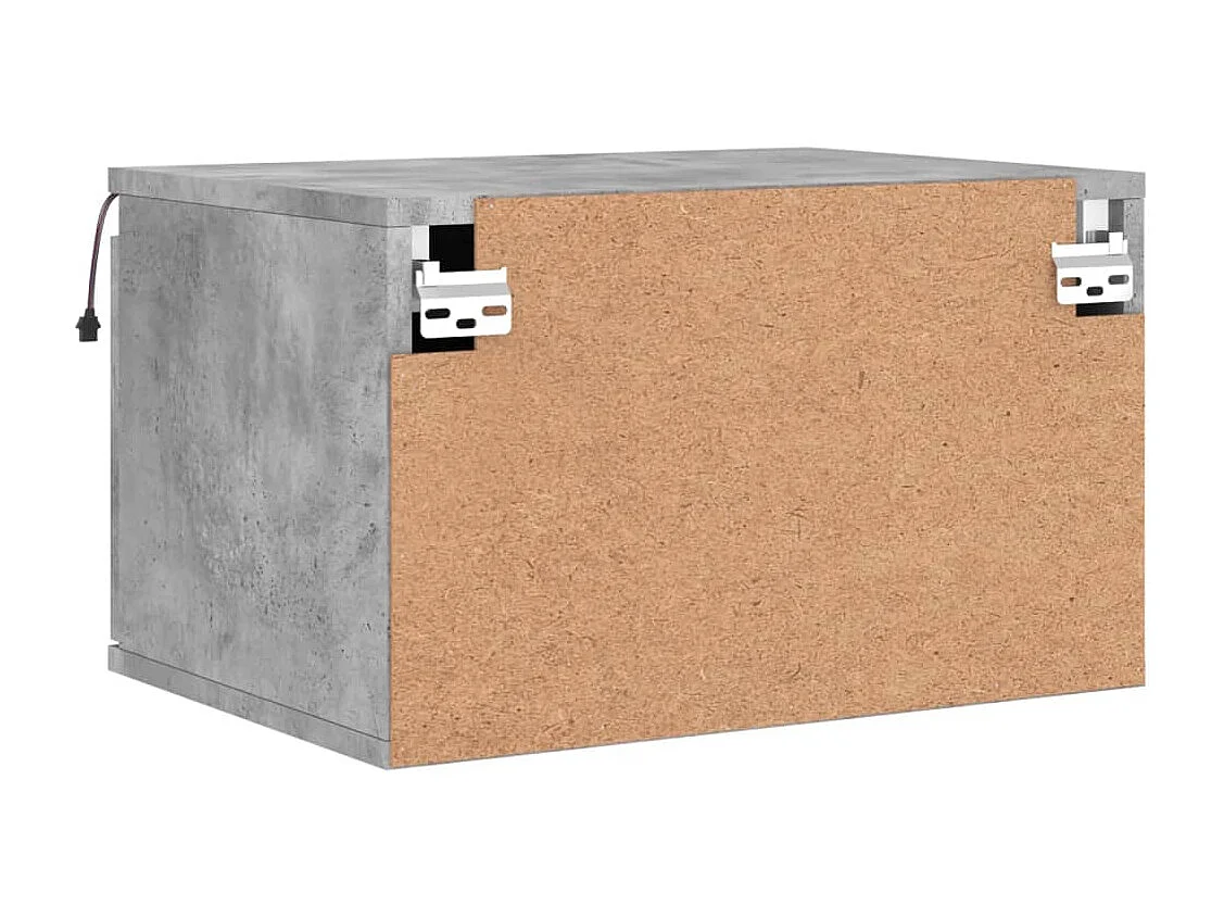 Tables de chevet murales avec lumières LED 2 pièces gris béton