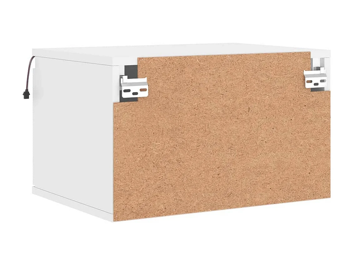 Mesitas de noche de pared con luces LED 2 unidades blanco